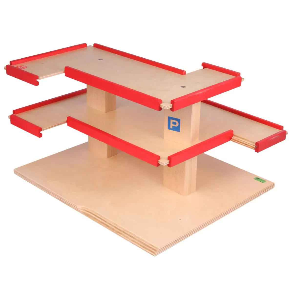 Rot BECK Parkhaus mit Aufzug ohne Fahrzeuge Spielzeug Holzspielzeug 30000 