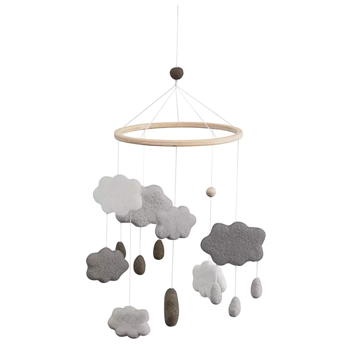 sebra Filz-Mobile Wolken warmes grau beim Holzspielzeug Profi