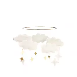 Baby Bello Filz-Mobile Fantasy Clouds Wolken Mobile in Pearl White - Holzspielzeug Profi