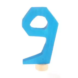 GRIMM´S Zahlenstecker 9 in blau - Holzspielzeug Profi