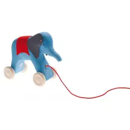 GRIMM´S Nachziehtier  Blauer Elefant - Holzspielzeug Profi