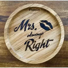 Holzpost® Untersetzer Bierdeckel "Mrs. always Right" - Holzspielzeug Profi