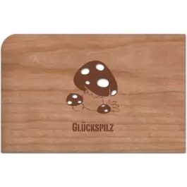 Holzpost Grußkarte "Glückspilz" - Holzspielzeug Profi