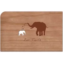 Holzpost Grußkarte "Zur Taufe Elefant" - Holzspielzeug Profi