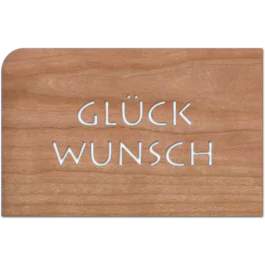 Holzpost Grußkarte "Buchstaben Glückwunsch": Vorderseite - Holzspielzeug Profi