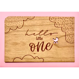 Holzpost Grußkarte "hello little one" (rosa)- Holzspielzeug Profi