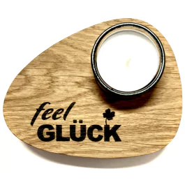 Holzpost® Teelicht Halterung "feel GLÜCK" - Holzspielzeug Profi