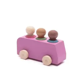 Lubulona Rosa Spielzeugbus mit Holzfiguren - Holzspielzeug Profi