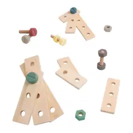 sebra Bau-Spielset mit 21 Teilen in warmgrau - Holzspielzeug Profi