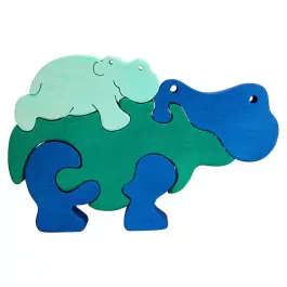 Tedefamily Puzzle Nildpferde Flusspferde - Holzspielzeug Profi