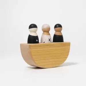 GRIMM´S 3 Männer im Boot monochrom (schwarz-weiß) - Holzspielzeug Profi