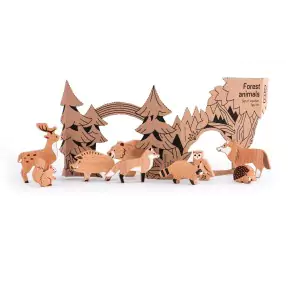 BAJO Wildtiere Set Waldtiere Forest Animals - Holzspielzeug Profi