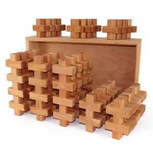 BAUSPIEL Pluskonstruktion im Holzkasten (36 Teile) - Holzspielzeug Profi