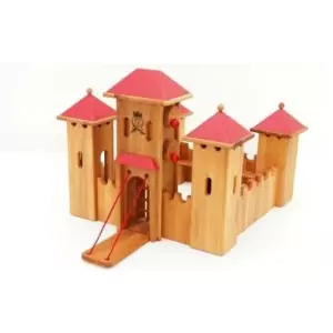 Drewart Ritterburg: Mittelgroßes Schloss mit rotem Dach (neue Version) - Holzspielzeug Profi