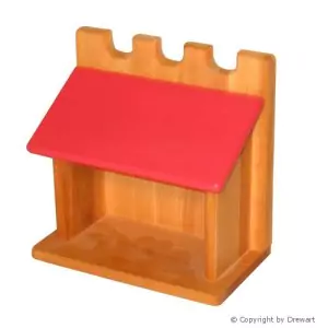 Drewart Großer Stall mit rotem Dach - Holzspielzeug-Profi