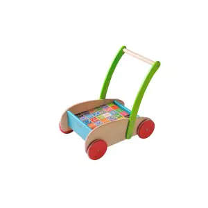 EverEarth Buchstabenwagen: Lauflernwagen mit Holzwürfeln - Holzspielzeug Profi