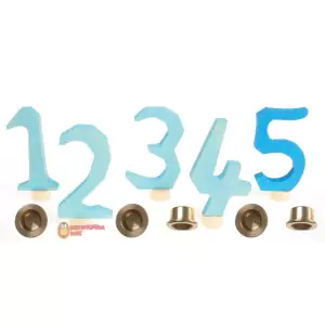 GRIMM´S Zahlenstecker 1-5, blau mit Messinghaltern