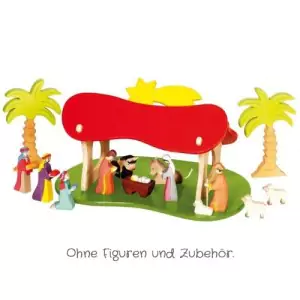 HOLZTIGER Weihnachtskrippe / Stall (ohne Figuren) - Holzspielzeug Profi