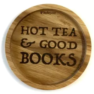 Holzpost® Untersetzer Bierdeckel "Hot tea & good books" - Holzspielzeug Profi