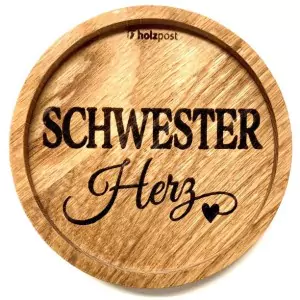Holzpost® Untersetzer Bierdeckel "SchwesterHerz" - Holzspielzeug Profi