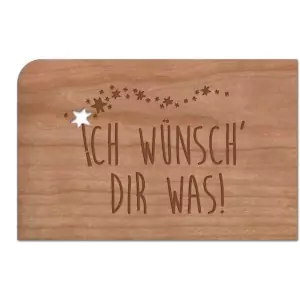 Holzpost Grußkarte "Ich wünsch Dir was!": Vorderseite - Holzspielzeug Profi