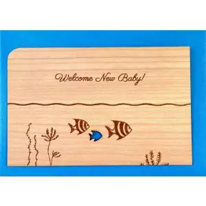 Holzpost Grußkarte "Fisch Baby" (blau)- Holzspielzeug Profi