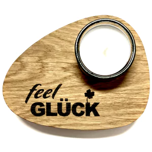 Holzpost® Teelicht Halterung "feel GLÜCK" - Holzspielzeug Profi