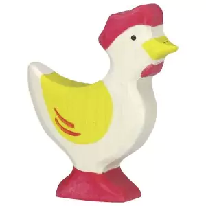 HOLZTIGER Kleines, gelbes Huhn stehend - Holzspielzeug Profi