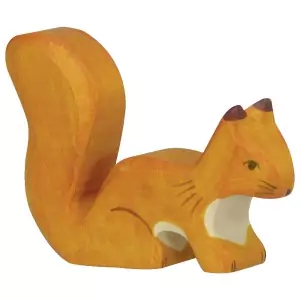 Holztiger Orangefarbenes, stehendes Eichhörnchen - Holzspielzeug Profi