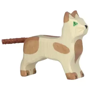 Holztiger Kleine Katze stehend gefleckt - Holzspielzeug Profi