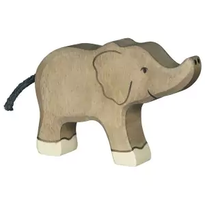 Holztiger Kleiner Baby Elefant mit Rüssel nach oben - Holzspielzeug Profi
