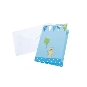 JaBaDaBaDo Einladungskarten zum Kindergeburtstag in blau mit Umschlag: Kalas - Holzspielzeug Profi