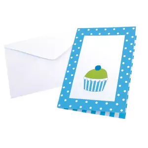 JaBaDaBaDo Party Einladungskarten zum Kindergeburtstag in blau mit Umschlag - Holzspielzeug Profi