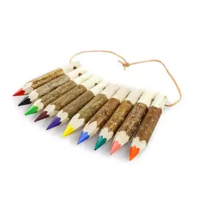 Kunterbunt Holzzstifte: Stiftekette 10er Set (Farben können abweichen!) - Holzspielzeug Pofi