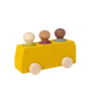 Lubulona Gelber Spielzeugbus mit Holzfiguren - Holzspielzeug Profi