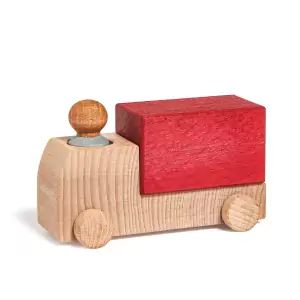 Lubulona Lubu Truck Lastwagen in rot mit Holzfigur - Holzspielzeug Profi