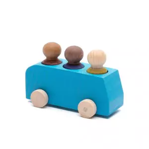 Lubulona Blauer Spielzeugbus mit Holzfiguren - Holzspielzeug Profi