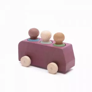 Lubulona Pflaume Spielzeugbus mit Holzfiguren - Holzspielzeug Profi