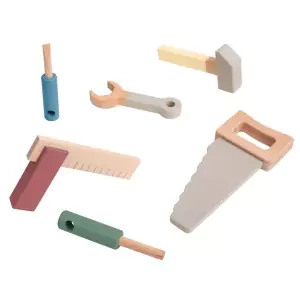 sebra Werkzeug Set mit 6 Teilen in warmgrau - Holzspielzeug Profi