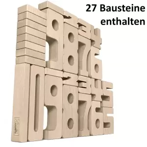 SumBlox Holzbausteine: Einsteiger Set mit 27 Zahlen Bausteinen - Holzspielzeug Profi