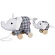 FRANCK & FISCHER Nachziehtier Elefant Noma mit Baby in grau - Holzspielzeug Profi
