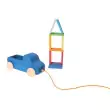GRIMM´S Blauer Lastwagen zum Hinterherziehen mit Haus - Holzspielzeug Profi