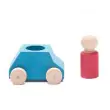Lubulona Türkises Spielzeugauto mit roter Holzfigur - Holzspielzeug Profi
